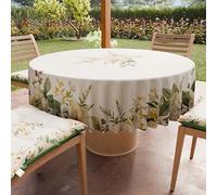 PETTI Artigiani Italiani - Anti-Stain Round Microfibre Tablecloth (Diameter 180 cm), Kitchen Table Cover for Round Table, Botanical Design, 100% Made in Italy