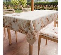 PETTI Artigiani Italiani - Autumn Tablecloth Stain Resistant Square 140x140 cm 4 Seats, Halloween Microfibre Kitchen Table Cover, Pumpkins and Autumn Flowers Design, 100% Made in Italy