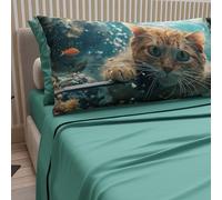 PETTI Artigiani Italiani - Bed Linen Animals with Cats in Cotton with Pillowcases in Digital Print, Pizza and Half Sheets, 100% Made in Italy