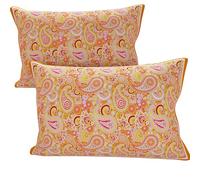 PETTI Artigiani Italiani - Bed Pillowcases, Pair of Pillowcases 50 x 80 cm, Pillow Case, Hypoallergenic Microfibre Pillowcases, Made in Italy, Paisley Orange Pillowcases