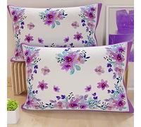 PETTI Artigiani Italiani - Bed Pillowcases, Pair of Pillowcases 50 x 80 cm, Pillow Case, Hypoallergenic Microfibre Pillowcases, Made in Italy, Purple Floral Pillowcases