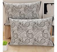 PETTI Artigiani Italiani - Bed Pillowcases, Pair of Pillowcases 50 x 80 cm, Pillow Case, Hypoallergenic Microfibre Pillowcases, Made in Italy, Paisley Black Pillowcases