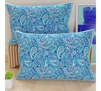PETTI Artigiani Italiani - Bed Pillowcases, Pair of Pillowcases 50 x 80 cm, Pillow Case, Hypoallergenic Microfibre Pillowcases, Made in Italy, Paisley Blue Pillowcases
