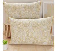 PETTI Artigiani Italiani - Bed Pillowcases, Pair of Pillowcases 50 x 80 cm, Pillow Case, Hypoallergenic Microfibre Pillowcases, Made in Italy, Paisley Taupe Pillowcases