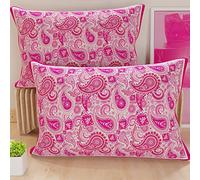 PETTI Artigiani Italiani - Bed Pillowcases, Pair of Pillowcases 50 x 80 cm, Pillow Case, Hypoallergenic Microfibre Pillowcases, Made in Italy, Paisley Pink Pillowcases