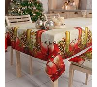 PETTI Artigiani Italiani - Christmas Tablecloth Stain Resistant Rectangular Table Cover Christmas Kitchen Candle Design X24 Seats (140x450 cm) 100% Made in Italy