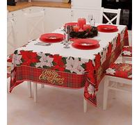 PETTI Artigiani Italiani - Christmas Tablecloth Stain Resistant Rectangular Table Cover for Kitchen, Floral Design, 140x450 cm, 100% Made in Italy