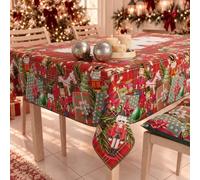 PETTI Artigiani Italiani - Christmas Tablecloth Stain Resistant Rectangular Table Cover for Kitchen, Little Soldiers Design, 140x300 cm, 100% Made in Italy