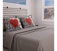 PETTI Artigiani Italiani - Complete Bed Set, Double Sheets, Heart Rose Petals, Double Bed Set, Print only on Pillowcases 100% Made in Italy