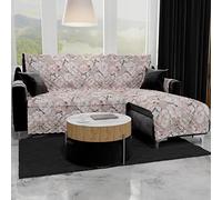 PETTI Artigiani Italiani - Corner sofa cover, sofa cover with peninsula right and left, sofa cover with peninsula, 2 seater sofa cover with peninsula floral 17 03, 100% Made in Italy