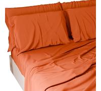 PETTI Artigiani Italiani - Cotton Sheets, Single Bed Set, Orange, 100% Made in Italy