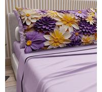 PETTI Artigiani Italiani - Cotton Sheets with Pillowcases in Digital Print, Double Maxi, Complete Top and Bottom Sheet with Corners, Floral 05 4 Lilac, 100% Made in Italy