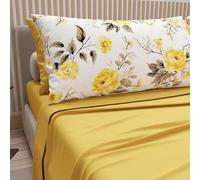 PETTI Artigiani Italiani - Cotton Sheets with Pillowcases in Digital Print, Double Maxi, Complete Top and Bottom Sheet with Corners, Monaco Yellow, 100% Made in Italy