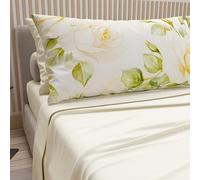 PETTI Artigiani Italiani - Cotton Sheets with Pillowcases in Digital Print, Double Maxi, Complete Top and Bottom Sheet with Corners, Wedding Cream, 100% Made in Italy