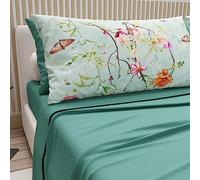 PETTI Artigiani Italiani - Cotton Sheets with Pillowcases in Digital Print, for Double Bed, Complete Top and Bottom Sheet with Corners, Teal, 100% Made in Italy