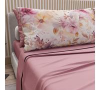 PETTI Artigiani Italiani - Cotton Sheets with Pillowcases in Digital Print, French Double Sheet, Floral Pattern 2 Dark Powder, 100% Made in Italy