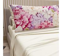 PETTI Artigiani Italiani - Cotton Sheets with Pillowcases in Digital Print, French Quarter, Complete Top and Bottom Sheet with Corners, Hydrangea Cream, 100% Made in Italy
