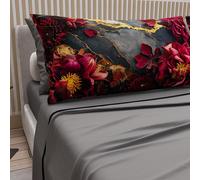 PETTI Artigiani Italiani - Cotton Sheets with Pillowcases in Digital Print, French Quarter, Complete Top and Bottom Sheet with Corners, Floral 06 16 Dark Grey, 100% Made in Italy