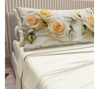 PETTI Artigiani Italiani - Cotton Sheets with Pillowcases in Digital Print, French Quarter, Complete Top and Bottom Sheet with Corners, Floral 06 12 Cream, 100% Made in Italy