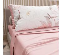 PETTI Artigiani Italiani - Cotton Sheets with Pillowcases in Digital Print, French Quarter, Complete Top and Bottom Sheet with Corners, Peony Powder, 100% Made in Italy
