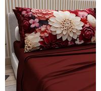 PETTI Artigiani Italiani - Cotton Sheets with Pillowcases in Digital Print, French Quarter, Complete Top and Bottom Sheet with Corners, Floral 05 24 Bordeaux, 100% Made in Italy