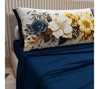 PETTI Artigiani Italiani - Cotton Sheets with Pillowcases in Digital Print, French Quarter Size, Top and Bottom Sheet Set with Corners, Ceramic 04 Night Blue, 100% Made in Italy