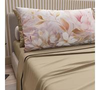 PETTI Artigiani Italiani - Cotton Sheets with Pillowcases in Digital Print, French Queen, Complete Top and Bottom Sheet with Corners, Tokyo Taupe, 100% Made in Italy