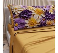 PETTI Artigiani Italiani - Cotton Sheets with Pillowcases in Digital Print, French Queen, Complete Top and Bottom Sheet with Corners, Floral 05 4 Ochre Yellow, 100% Made in Italy