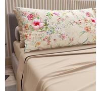 PETTI Artigiani Italiani - Cotton Sheets with Pillowcases in Digital Print, French Queen, Complete Top and Bottom Sheet with Corners, Beige, 100% Made in Italy
