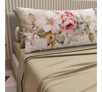 PETTI Artigiani Italiani - Cotton Sheets with Pillowcases in Digital Print, French Queen, Complete Top and Bottom Sheet with Corners, Provence Taupe, 100% Made in Italy