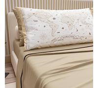 PETTI Artigiani Italiani - Cotton Sheets with Pillowcases in Digital Print, French Queen, Complete Top and Bottom Sheet with Corners, Taupe, 100% Made in Italy