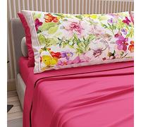 PETTI Artigiani Italiani - Cotton Sheets with Pillowcases in Digital Print, Pizza and a Half Bed Set, Fuchsia, 100% Made in Italy