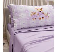 PETTI Artigiani Italiani - Cotton Sheets with Pillowcases in Digital Print, Pizza and a Half Bed Set, Teddy Love Lilac, 100% Made in Italy
