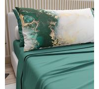 PETTI Artigiani Italiani - Cotton Sheets with Pillowcases in Digital Print, Pizza and a Half Bed Set, Teal Blue, 100% Made in Italy