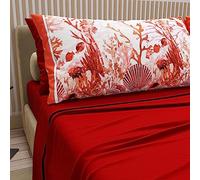 PETTI Artigiani Italiani - Cotton Sheets with Pillowcases in Digital Print, Pizza and a Half Sheet, Complete Bed Set, Red, 100% Made in Italy