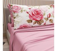 PETTI Artigiani Italiani - Cotton Sheets with Pillowcases in Digital Print, Pizza and a Half Sheet, Complete Bed Set, Bouquet, 100% Made in Italy