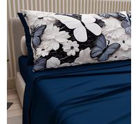 PETTI Artigiani Italiani - Cotton Sheets with Pillowcases in Digital Print, Pizza and a Half Sheet, Complete Bed Set, Mariposa-03, 100% Made in Italy