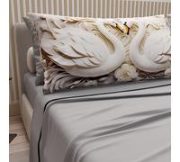 PETTI Artigiani Italiani - Cotton Sheets with Pillowcases in Digital Print, Pizza and Half Sheet, Complete Bed Set, Swans, 100% Made in Italy