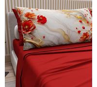 PETTI Artigiani Italiani - Cotton Sheets with Pillowcases in Digital Print, Single Bed Sheet, Single Bed Set, Floral 2 Red, 100% Made in Italy