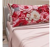 PETTI Artigiani Italiani - Cotton Sheets with Pillowcases in Digital Print, Single Bed Sheet, Single Bed Set, Floral 3 Light Powder, 100% Made in Italy