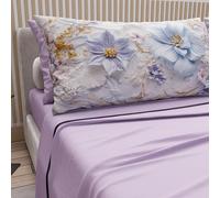 PETTI Artigiani Italiani - Cotton Sheets with Pillowcases in Digital Print, Single Bed Sheet, Single Bed Set, Floral 4 Lilac, 100% Made in Italy