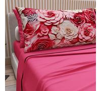 PETTI Artigiani Italiani - Cotton Sheets with Pillowcases in Digital Print, Single Bed Sheet, Single Bed Set, Floral 3 Fuchsia, 100% Made in Italy