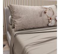 PETTI Artigiani Italiani - Cotton Sheets with Pillowcases in Digital Print, Single Sheet, 331 Light Mud Design Bed Set, 100% Made in Italy