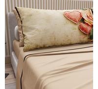 PETTI Artigiani Italiani - Cotton Sheets with Pillowcases in Digital Print, Single Sheet, 332 Beige Patterned Bed Set, 100% Made in Italy