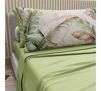 PETTI Artigiani Italiani - Cotton Sheets with Pillowcases in Digital Print, Single Sheet, Floral Design 191 Sage, 100% Made in Italy