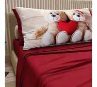PETTI Artigiani Italiani - Double Bed Linen in Cotton with Pillowcases in Digital Print, for Double Bed, Complete Top and Bottom Sheet with Corners, Bordeaux, 100% Made in Italy
