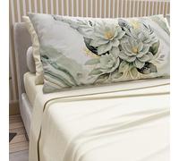 PETTI Artigiani Italiani - Double Bed Sheets Cotton with Pillowcases in Digital Print, Complete Sheet for Double Bed Maxi Floral Design Sage Cream, 100% Made in Italy