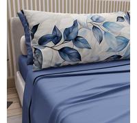 PETTI Artigiani Italiani - Double Bed Sheets Cotton with Pillowcases in Digital Print, Double Bed Sheet with Floral Pattern 109 Indigo, 100% Made in Italy