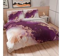 PETTI Artigiani Italiani - Double Duvet Cover 250 x 200 cm, Microfibre Duvet Cover with Digital Print + 2 Pillowcases 50 x 80 cm - Made in Italy - Marble Purple