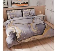 PETTI Artigiani Italiani - Double Duvet Cover 250 x 200 cm, Microfibre Duvet Cover with Digital Print + 2 Pillowcases 50 x 80 cm - Made in Italy - Marble Grey